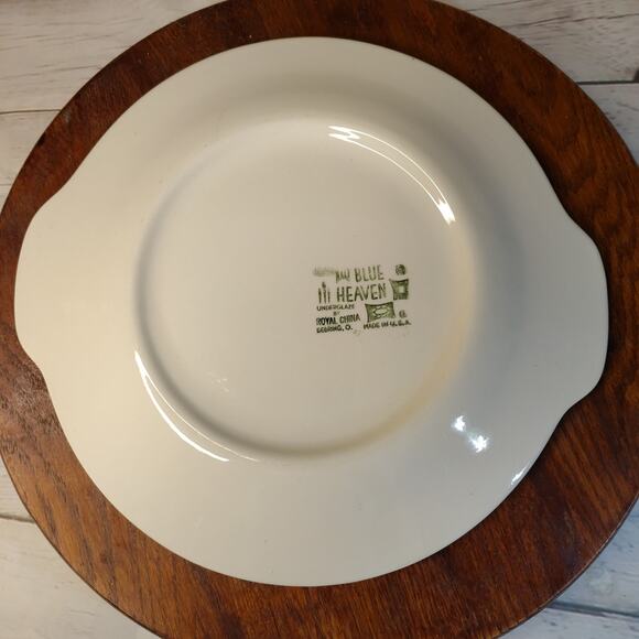 Royal China Blue Heaven Pattern Round 11 5/8"‎ Handled Cake Plate Platter - Picture 5 of 6